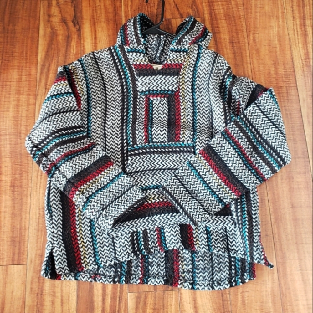 Baja Joe knit woven mexican pullover sweater small